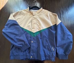Vintage Tourney Gore-Tex Jacket XL Mens Colorblock Golf Windbreaker Blue Tan 90s